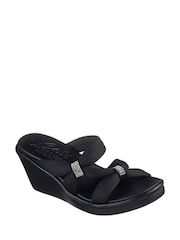 Skechers Black Rumble On Wedge Sandals - Image 4 of 6