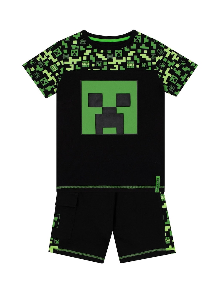 Character Green Minecraft 100% Cotton T-Shirt And Shorts Outfit Set - Image 1 of 7