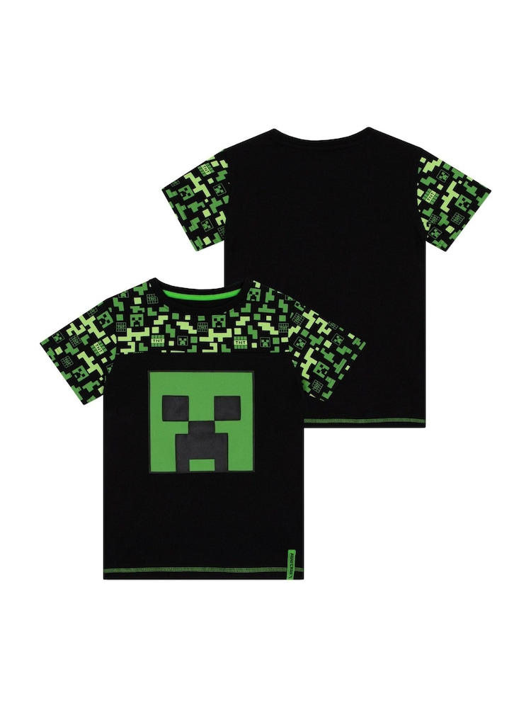 Character Green Minecraft 100% Cotton T-Shirt And Shorts Outfit Set - Image 2 of 7