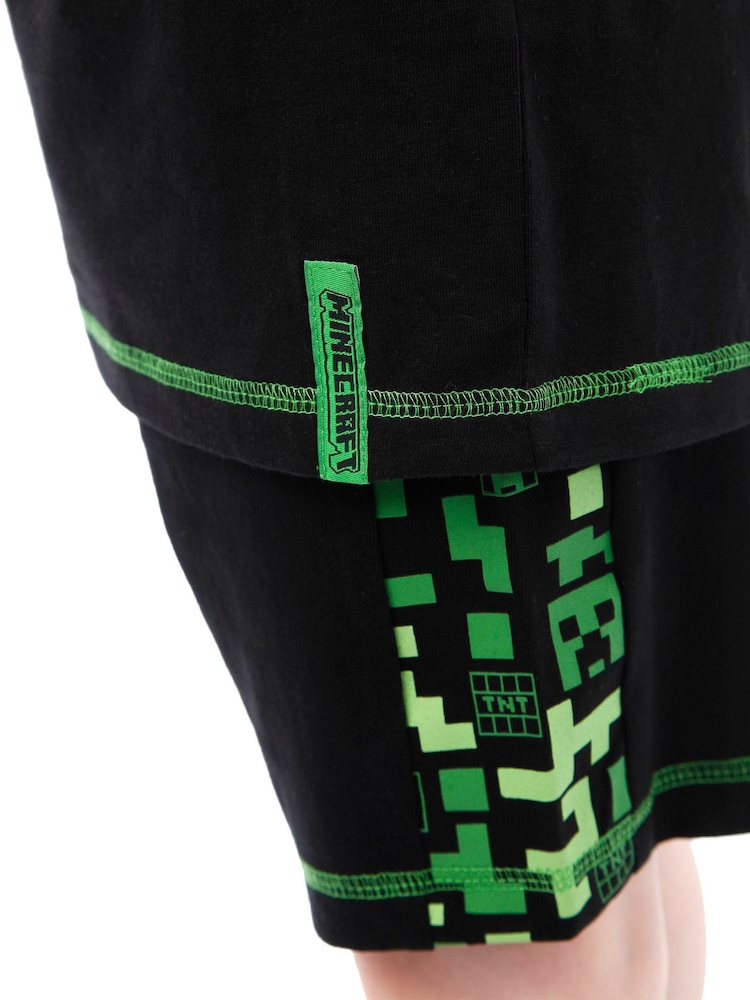 Character Green Minecraft 100% Cotton T-Shirt And Shorts Outfit Set - Image 7 of 7