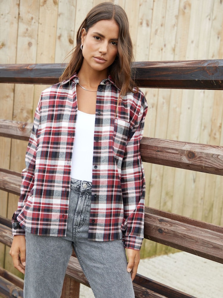 Threadbare Red Check Long Sleeve 100% Cotton Shirt - Image 1 of 1