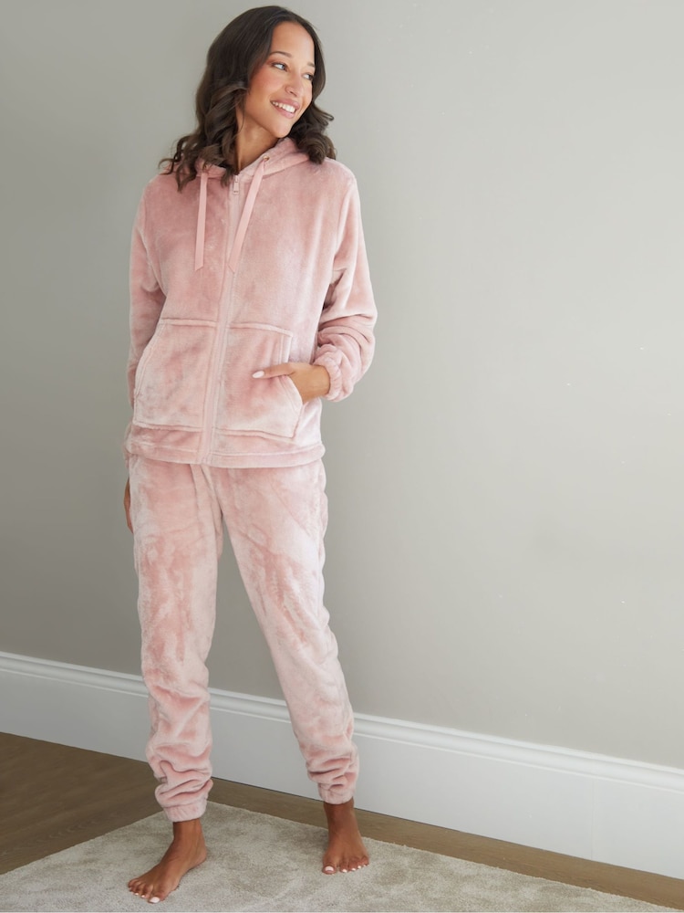 Threadbare Pink Velour Loungewear Set - Image 1 of 4