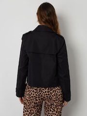 Svart - Threadbare Dubbelknäppt Croppad Trench Jacka - Bild 2 av 5
