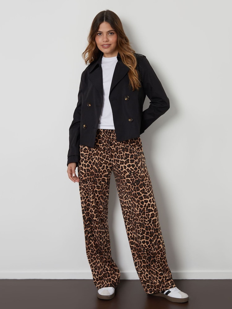 Threadbare Black Double Breasted Cropped Trench Jacket - Image 3 of 5