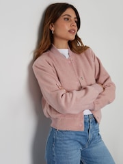 Threadbare Pink Cropped Bomber Jacket - Image 1 of 5