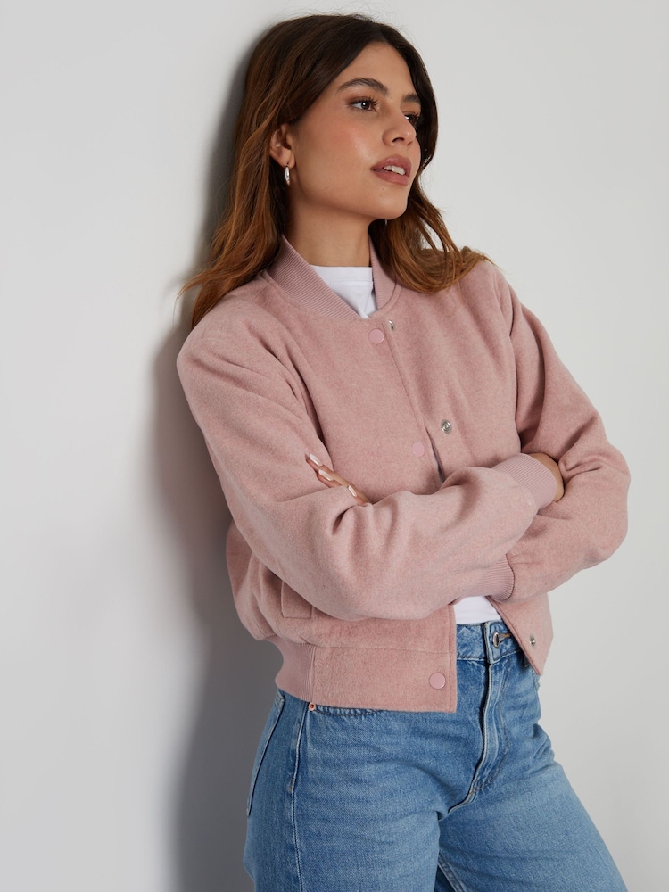 Threadbare Pink Cropped Bomber Jacket - Image 1 of 5