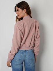 Threadbare Pink Cropped Bomber Jacket - Image 2 of 5