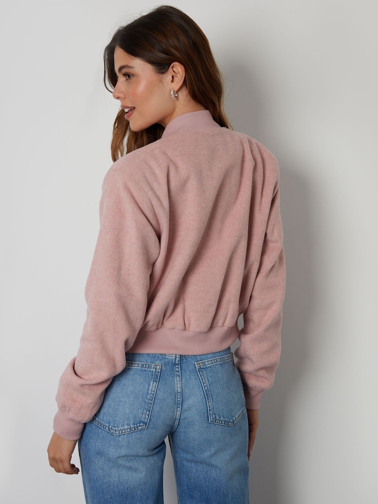 Threadbare Pink Cropped Bomber Jacket - Image 2 of 5