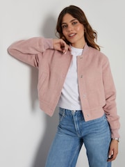 Threadbare Pink Cropped Bomber Jacket - Image 3 of 5