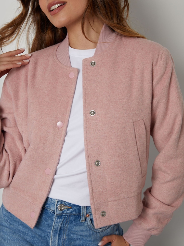 Threadbare Pink Cropped Bomber Jacket - Image 5 of 5