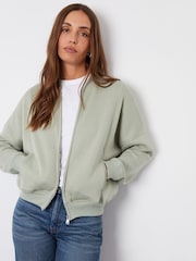 Threadbare Green Zip-Up Sweat Bomber Jacket - Image 1 of 4