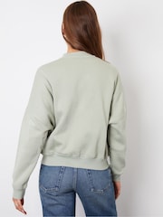 Threadbare Green Zip-Up Sweat Bomber Jacket - Image 2 of 4