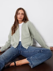 Threadbare Green Zip-Up Sweat Bomber Jacket - Image 3 of 4