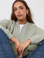 Threadbare Green Zip-Up Sweat Bomber Jacket - Image 4 of 4