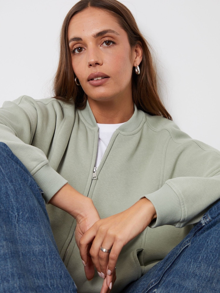 Threadbare Green Zip-Up Sweat Bomber Jacket - Image 4 of 4