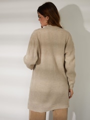 Threadbare Brown Curve Ladies Rozanna Cable Detail Cardigan - Image 3 of 5