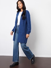 Threadbare Blue Curve Ladies Rozanna Cable Detail Cardigan - Image 3 of 5