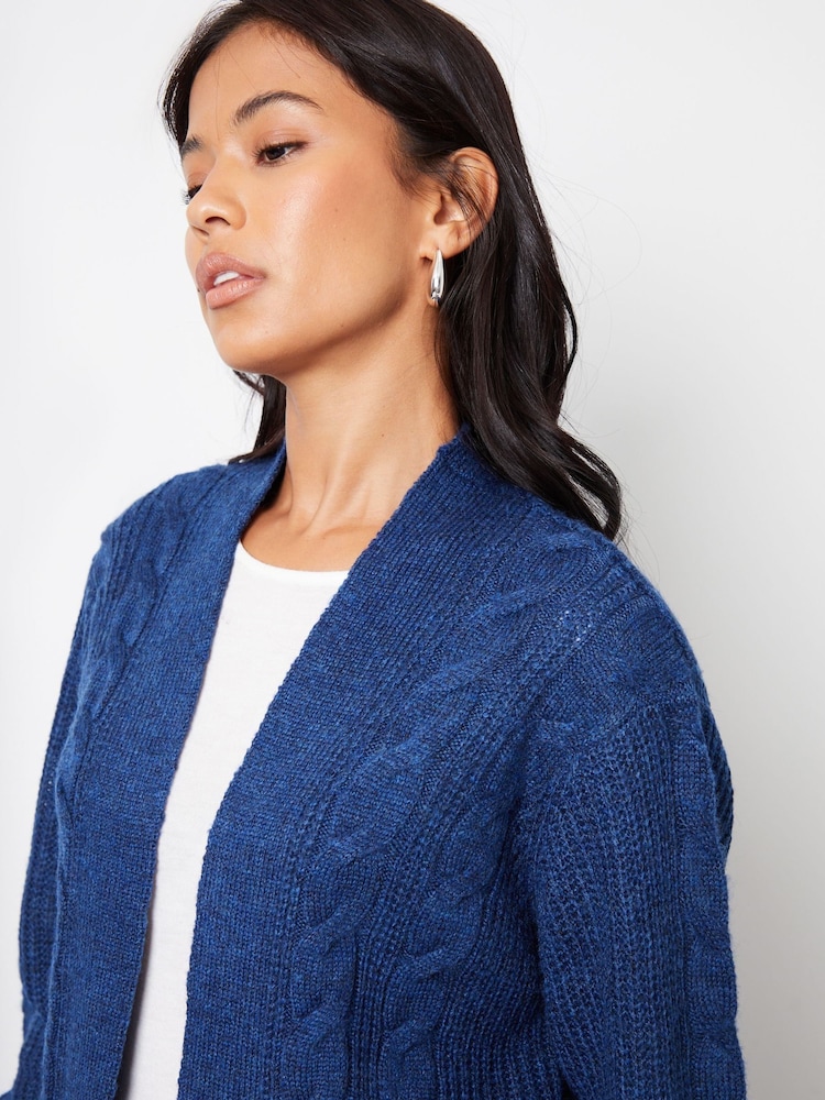 Threadbare Blue Curve Ladies Rozanna Cable Detail Cardigan - Image 4 of 5