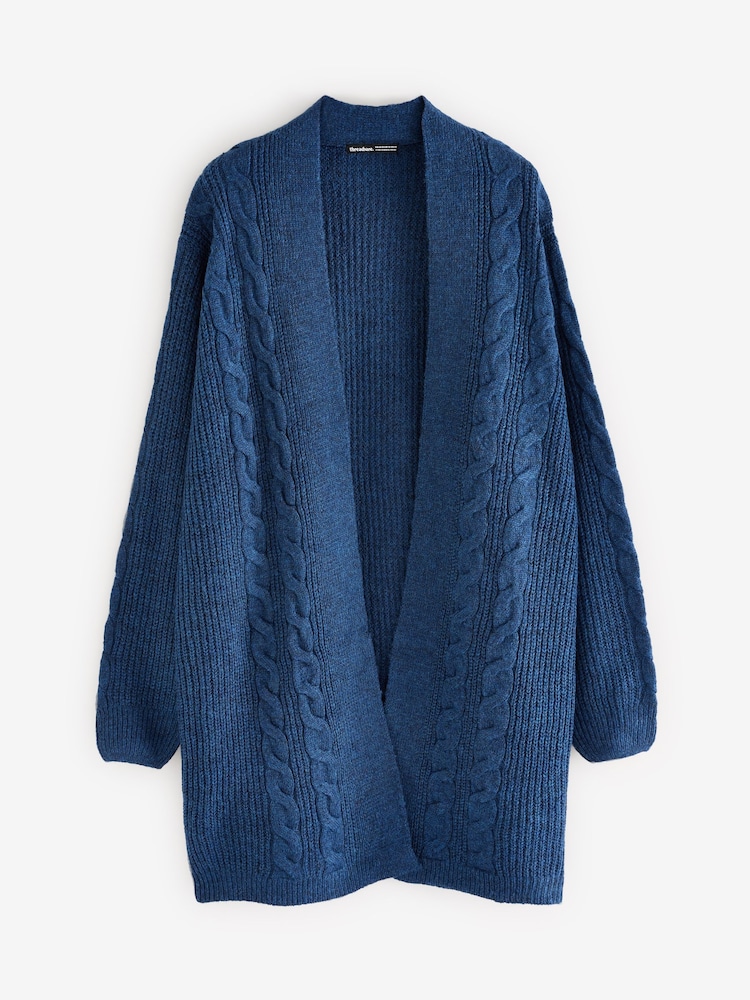 Threadbare Blue Curve Ladies Rozanna Cable Detail Cardigan - Image 5 of 5