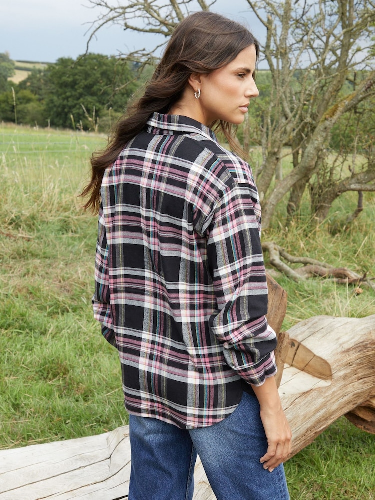 Threadbare Black Check Long Sleeve 100% Cotton Shirt - Image 2 of 5