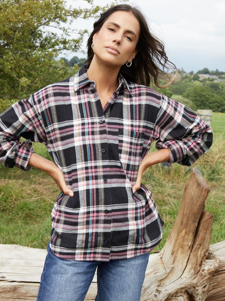 Threadbare Black Check Long Sleeve 100% Cotton Shirt - Image 5 of 5