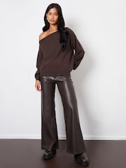 Threadbare Brown Slash Neck Knitted Jumper - Image 3 of 5