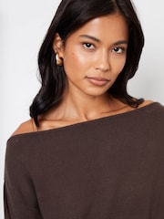 Threadbare Brown Slash Neck Knitted Jumper - Image 5 of 5