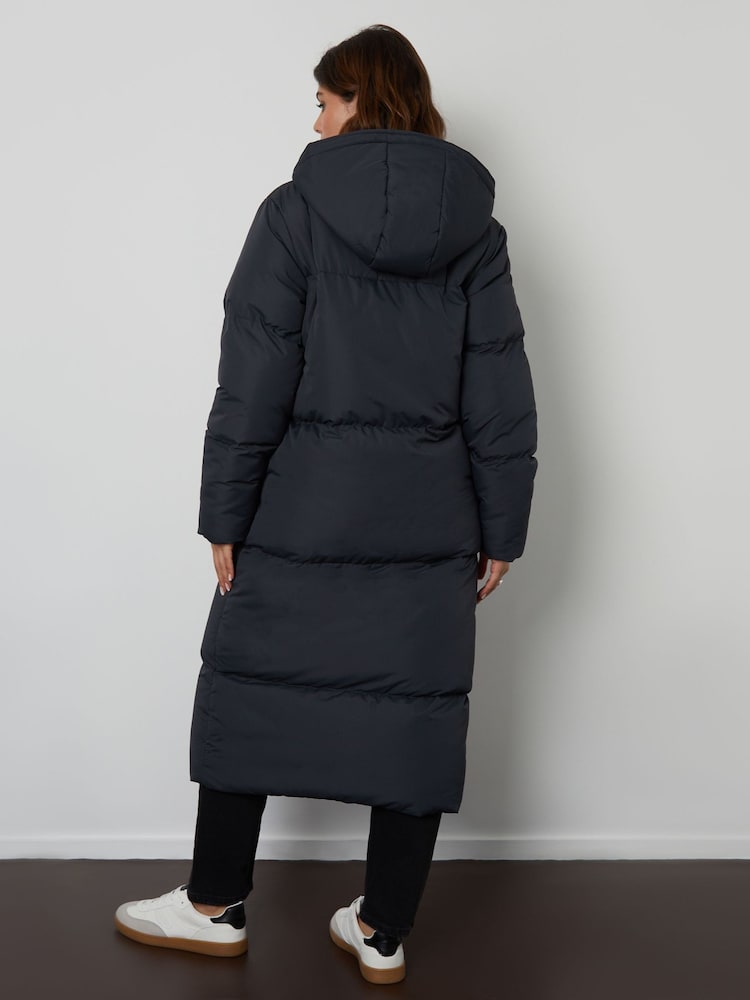 Threadbare Grey Longline Hooded Padded Coat - Image 2 of 4