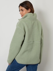Threadbare Green Half Zip Borg Fleece - Image 2 of 4