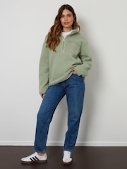 Threadbare Green Half Zip Borg Fleece - Image 3 of 4