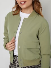 Threadbare Green Cropped Bomber Jacket - Image 3 of 4