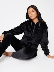 Threadbare Black Velour Loungewear Set - Image 1 of 5