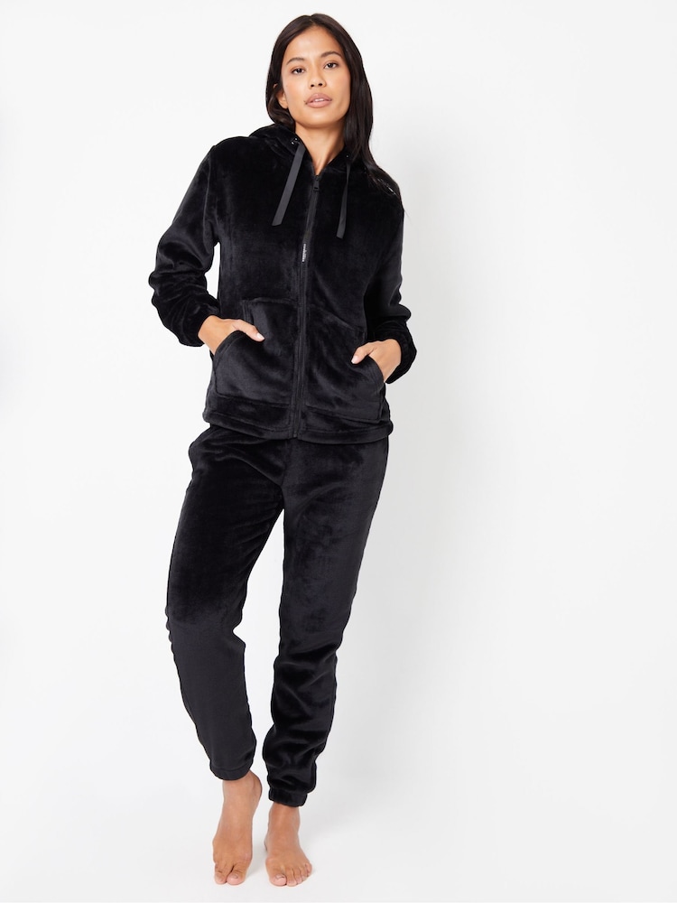 Threadbare Black Velour Loungewear Set - Image 4 of 5
