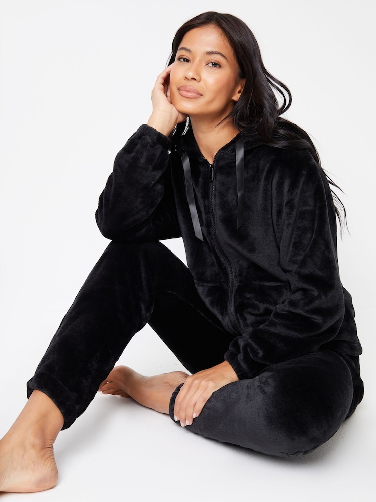 Threadbare Black Velour Loungewear Set - Image 5 of 5