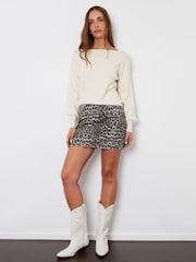 Threadbare White Curve Slash Neck Knitted Jumper - Image 3 of 5