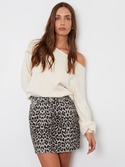 Threadbare White Curve Slash Neck Knitted Jumper - Image 4 of 5