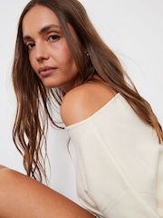 Threadbare White Curve Slash Neck Knitted Jumper - Image 5 of 5