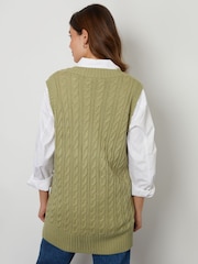 Threadbare Green V-Neck Cable Knit Vest - Image 2 of 4