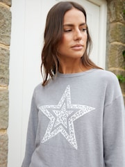 Threadbare Grey Star Graphic Jumper - Image 2 of 4