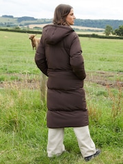 Threadbare Brown Longline Hooded Padded Coat - Image 2 of 5