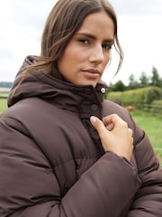 Threadbare Brown Longline Hooded Padded Coat - Image 5 of 5