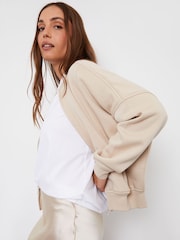 Threadbare Nude Zip-Up Sweat Bomber Jacket - Image 1 of 5