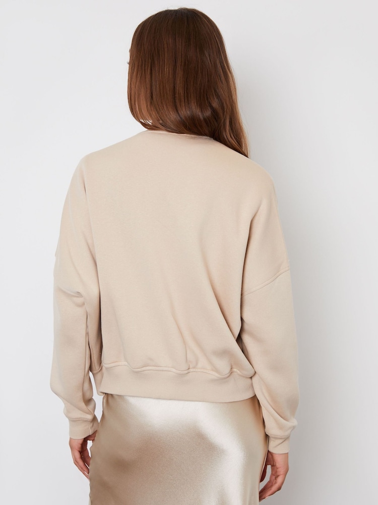 Threadbare Nude Zip-Up Sweat Bomber Jacket - Image 2 of 5