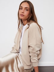 Threadbare Nude Zip-Up Sweat Bomber Jacket - Image 4 of 5