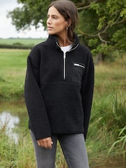 Negro - Threadbare Half Zip Borg Fleece - Imagen 1 de 5