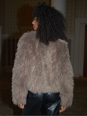 Threadbare Nude Mongolian Faux Fur Coat - Image 3 of 5
