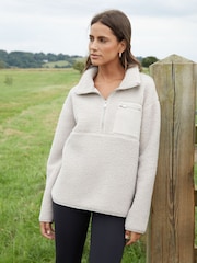 Threadbare Nude Half Zip Borg Fleece - Image 1 of 4