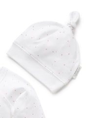 Purebaby White 100% Cotton Baby Hat, Bib & Sleepsuit Set - Image 2 of 5