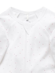 Purebaby White 100% Cotton Baby Hat, Bib & Sleepsuit Set - Image 4 of 5