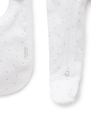 Purebaby White 100% Cotton Baby Hat, Bib & Sleepsuit Set - Image 5 of 5